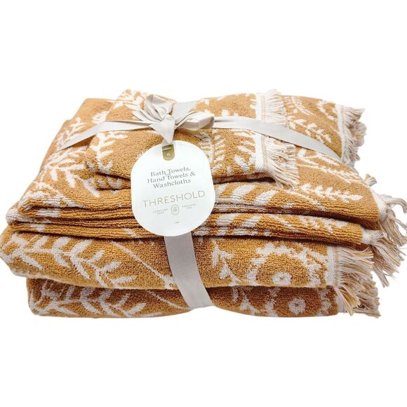 Threshold 6pc Butterscotch Yellow Cotton Towel Set 2 Bath 2‎ Hand 2Tip - Picture 8 of 9